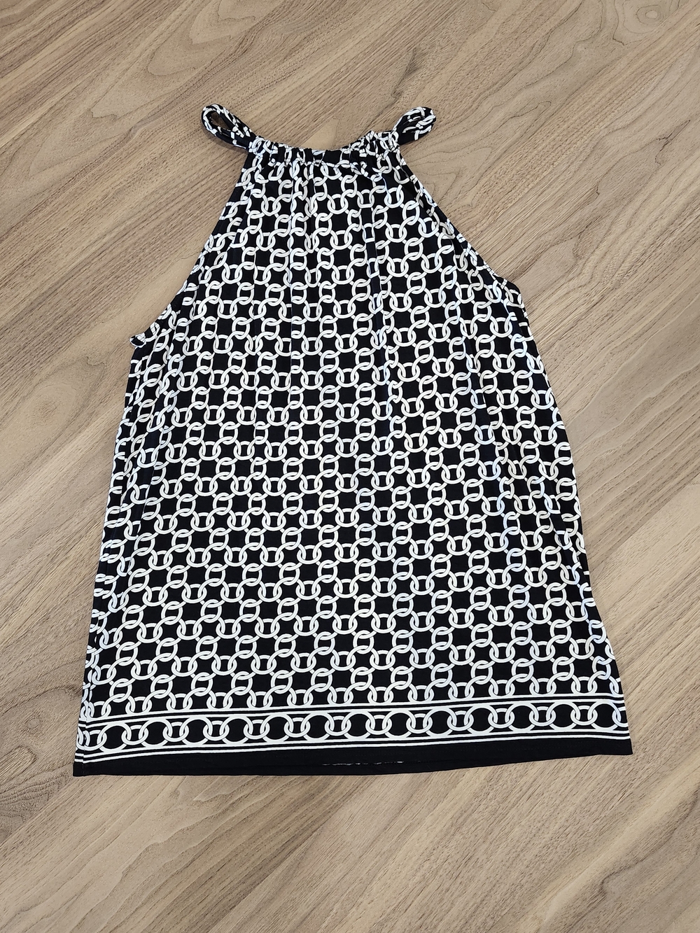 Max Studio Black and White Geometric Halter Tank Top- S